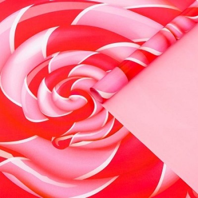 Бумага упаковочная глянцевая "Карамель розовая" двухстороняя, 50*70 см, (1 лист)
