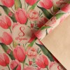Бумага упаковочная крафтовая "Тюльпаны на 8 марта", 50*70 см, (1 лист)
