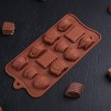 Форма для льда и шоколада 12 ячеек 22,5х10,5х2 см (3,5х3,2 см) "Чаепитие" цвет шоколадный