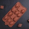 Форма для льда и шоколада 12 ячеек 22,5х10,5х2 см (3,5х3,2 см) "Чаепитие" цвет шоколадный