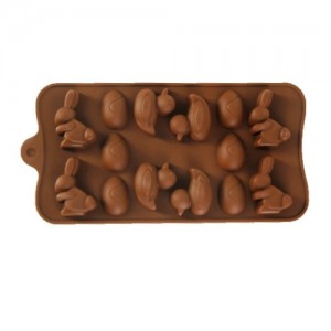 Форма для льда и шоколада 14 ячеек 22х10,2х1,4 см "Зайцы, утки и яйца" цвет шоколадный