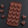 Форма для льда и шоколада 15 ячеек 21,5х10,5х1,8 см (3х3 см) "Сердца" цвет коричневый
