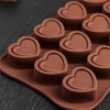Форма для льда и шоколада 15 ячеек 22х10,5х1,7 см (2,2х2,8 см) "Сердце" цвет шоколадный