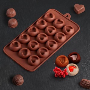Форма для льда и шоколада 15 ячеек 23,2х12х1 см (3,3 см) "Сердце" 