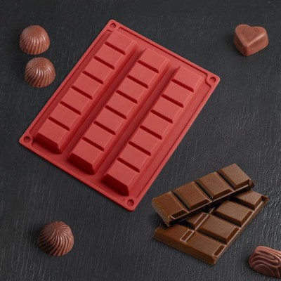 Форма для льда и шоколада "Плитка шоколада", 21 ячейка,210*165*18 мм (180*40 мм) цвет МИКС