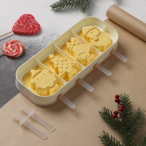 Форма для мороженого с крышкой "Новый год" 24х10х3см, цвет жёлтый   