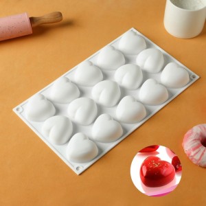 Форма для муссовых десертов и выпечки 15 яч. "Сердца" 29,8х17,3х2,5 см (5х4,6см), цвет белый 