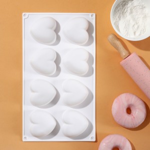Форма для муссовых десертов и выпечки 8 ячеек "Сердца" 30х17,5х3 см (6,2х6 см), цвет белый 