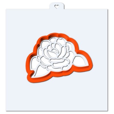 Форма для пряников с трафаретом "Цветок. Роза с листочками №5"