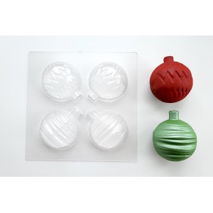 Форма пластиковая для шоколада «Новогодние шарики» (с узорами)