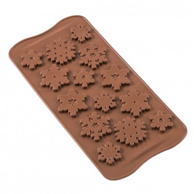 Форма силиконовая для шоколада "Снежинки", 20*10 см
