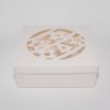К108 Коробка для зефира и печенья с окном "Новогодний шар" 200*200*70 мм, (белая)