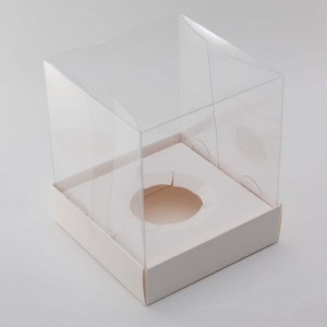 К154 Коробка на 1 капкейк с ложементом и прозрачным куполом 100*100*120 (белая)