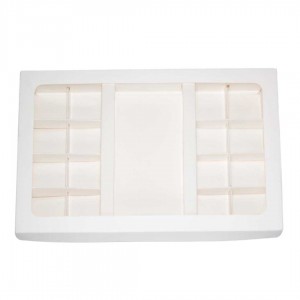 К156 Коробка с окном для конфет 300*195*30 мм (8+8) + для шоколад.плитки 160*80 мм (белая)			