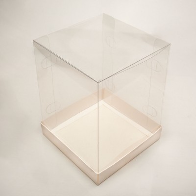 К172 Коробка под торт с прозрачным куполом 160*160*200 (белая)