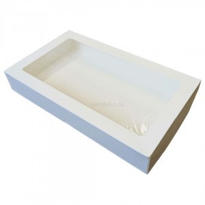 К179 Коробка для макарон и других десертов с окном 200*120*40 мм, (картон) белый   