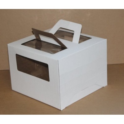 К32 Короб картонный, белый, с окном, с ручками 240*240*200мм