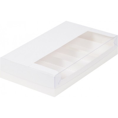 К41/2 Коробка для эклеров и эскимо с пластиковой крышкой 250*150*50 мм, белая