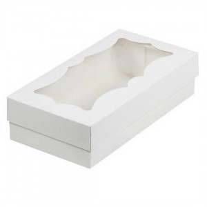 К44/3 Коробка для макарон с фигурным окном 210*110*55 мм, белая