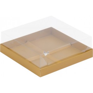 К64 Коробка под муссовые пирожные с пластиковой крышкой, 170*170*60мм, (золото матовая)