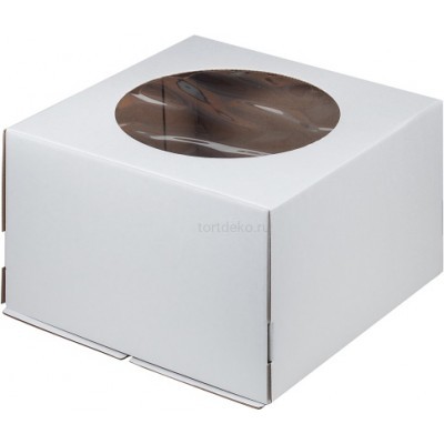 К68 Коробка для торта с окном, белая, 240*240*180мм