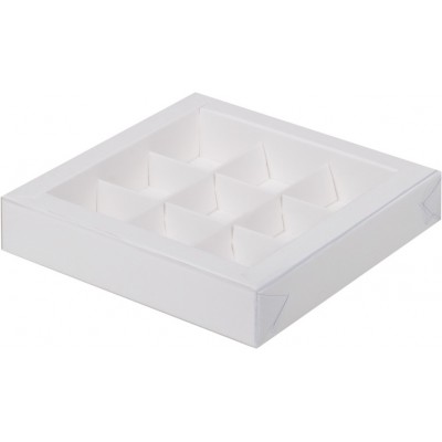 К78 Коробка для конфет с пластиковой крышкой 155*155*30 мм, белая