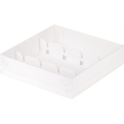 К80 Коробка для кейк-попсов с пластиковой крышкой, белая, 200*200*50 мм