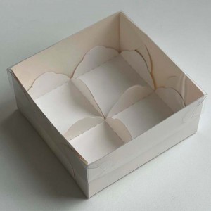 К87 Коробка для моти с пластиковой крышкой и ложементом, 120*120*55 мм (белая)