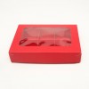 К98/1 Коробка для 6 конфет матовая с вклееным окном 155*115*30 мм, красная