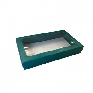 Коробка для клубники в шоколаде - 25 х 15 х 4 см, зеленая матовая