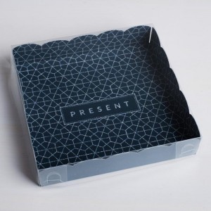 Коробка для кондитерских изделий с PVC-крышкой Present, 15 × 15 × 3 см   