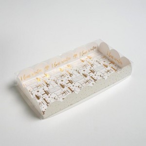 Коробка для кондитерских изделий с PVC крышкой «Снег», 10.5 × 21 × 3 см   