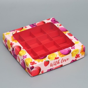 Коробка для конфет  «With love», 18.9 х 18.9 х 3.8 см       