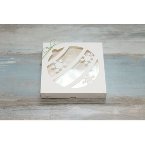 Коробка для пряников с окном "Новогодний шарик" - 20х20х3 см, белый