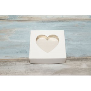Коробка для пряников с окном "Сердце" - 12 х 12 х 3см, белый