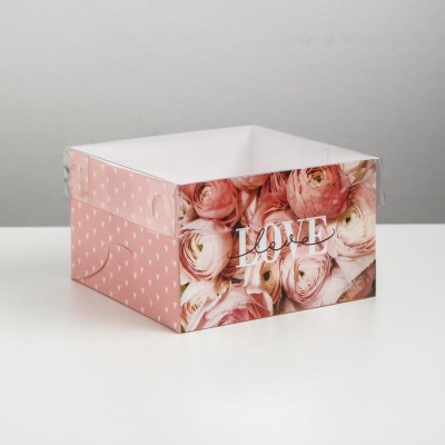 Коробка на 4 капкейка LOVE, 16 × 16 × 10 см 