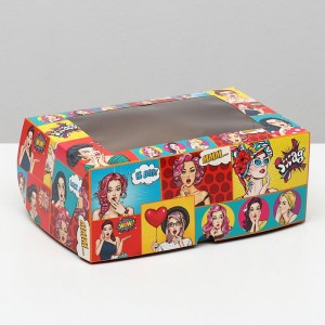 Коробка на 6 капкейков с окном "Pop-art", 250*170*100 мм