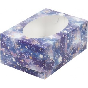 Коробка на 6 капкейков с окном «Звёздное небо» 235*160*100мм