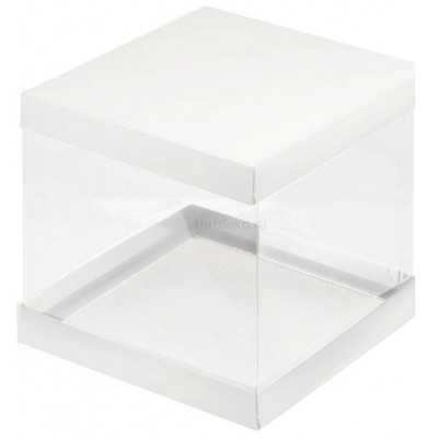К55 Коробка под торт с прозрачными стенками, белая, 300*300*280мм