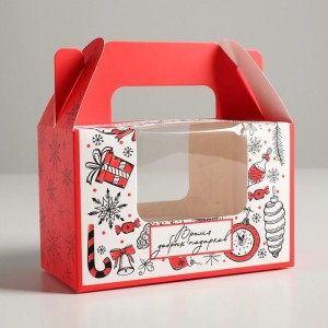 Коробочка для кексов «Время добрых подарков», 16 × 10 × 8 см    