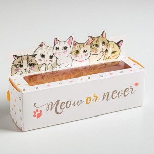 Коробочка для макарон "Meow or never" 18 х 5,5 х 5,5 см