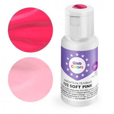 Краситель гелевый "Gleb Colors" 132 Soft Pink (Светло-розовый), 20 г