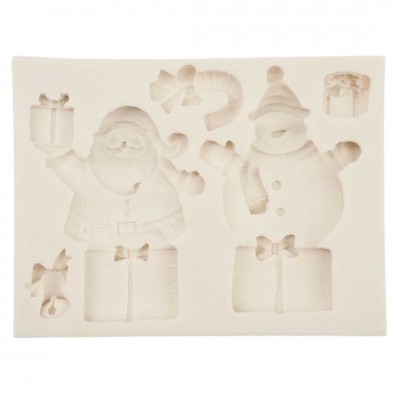 Молд силиконовый "Дед Мороз и Снеговик с подарками"