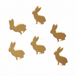 Набор акриловых фигурок "Кролики", золото, 6 шт в наборе