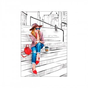 Открытка "Девушка на лестнице.", 105х156 см