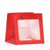 Пакет крафт с квадратным дном и окном, 20 х 20 х 20 см, красный   