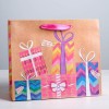 Пакет крафтовый горизонтальный «Подарки!», L 31 × 40 × 9 см 