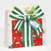 Пакет подарочный «Подарок», зеленый бант, 25 × 26 × 10 см