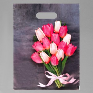 Пакет "Тюльпаны", полиэтиленовый с вырубной ручкой, 30 х 40 см, 50 мк 