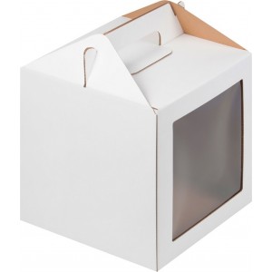 Пм81 Коробка под пряничный домик или кулич 200*200*200 мм, гофрокартон, белая  